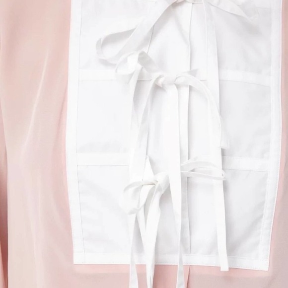 Tory Burch Mineral Pink & White Tie Front Top Medium - Picture 3 of 10